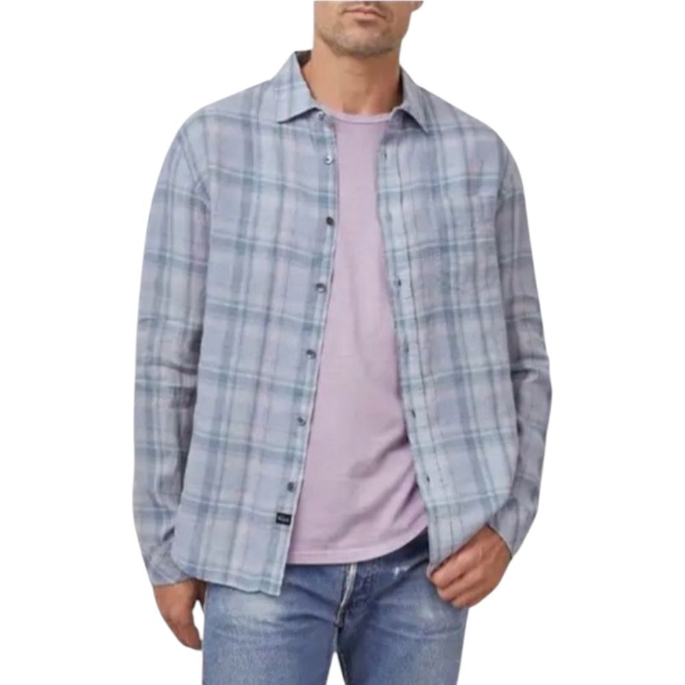 NWT Rails Havana Plaid Denim Sport Linen Shirt in Cerulean Jewel SZ XXL‎